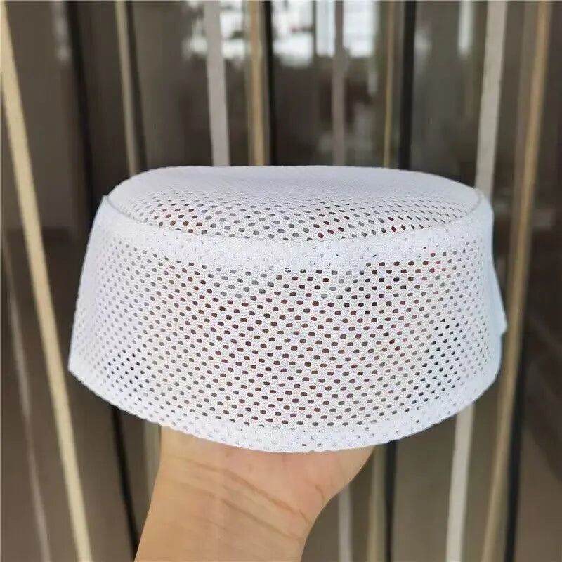 Summer Breathable Mesh Hat Male Muslim Prayer Hat Islamic Prayer Hat Saudi Sufi Turkish Prayer Hat Kufi Knitted Cap